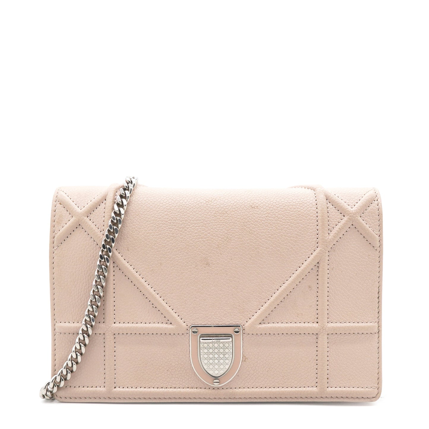Dior Light Pink Leather Diorama Wallet on Chain