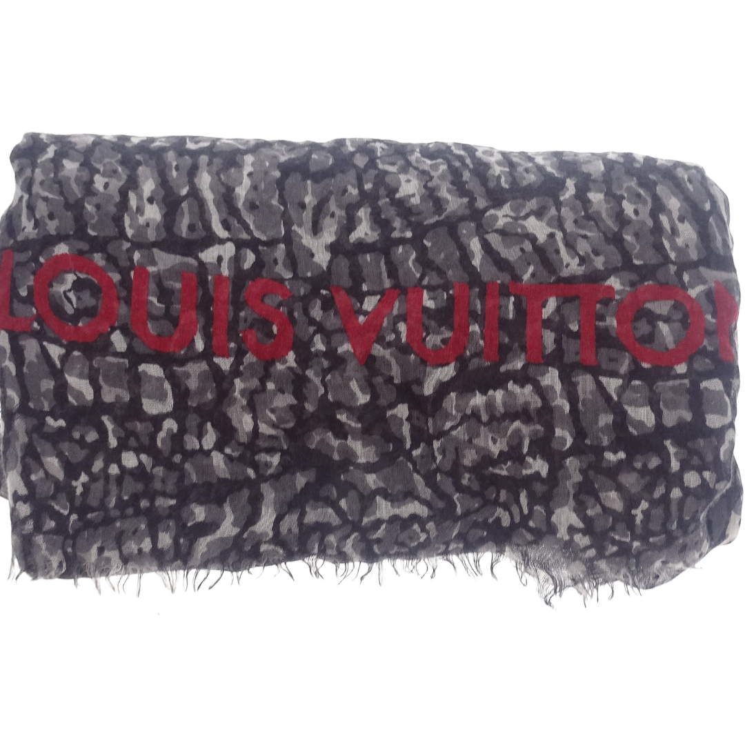 Louis Vuitton Rare Stephen Sprouse Anthracite Leopard Stole Cashmere & Silk