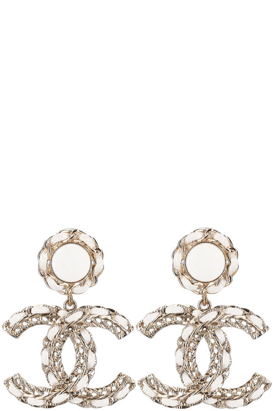 CHANEL CC Earrings White