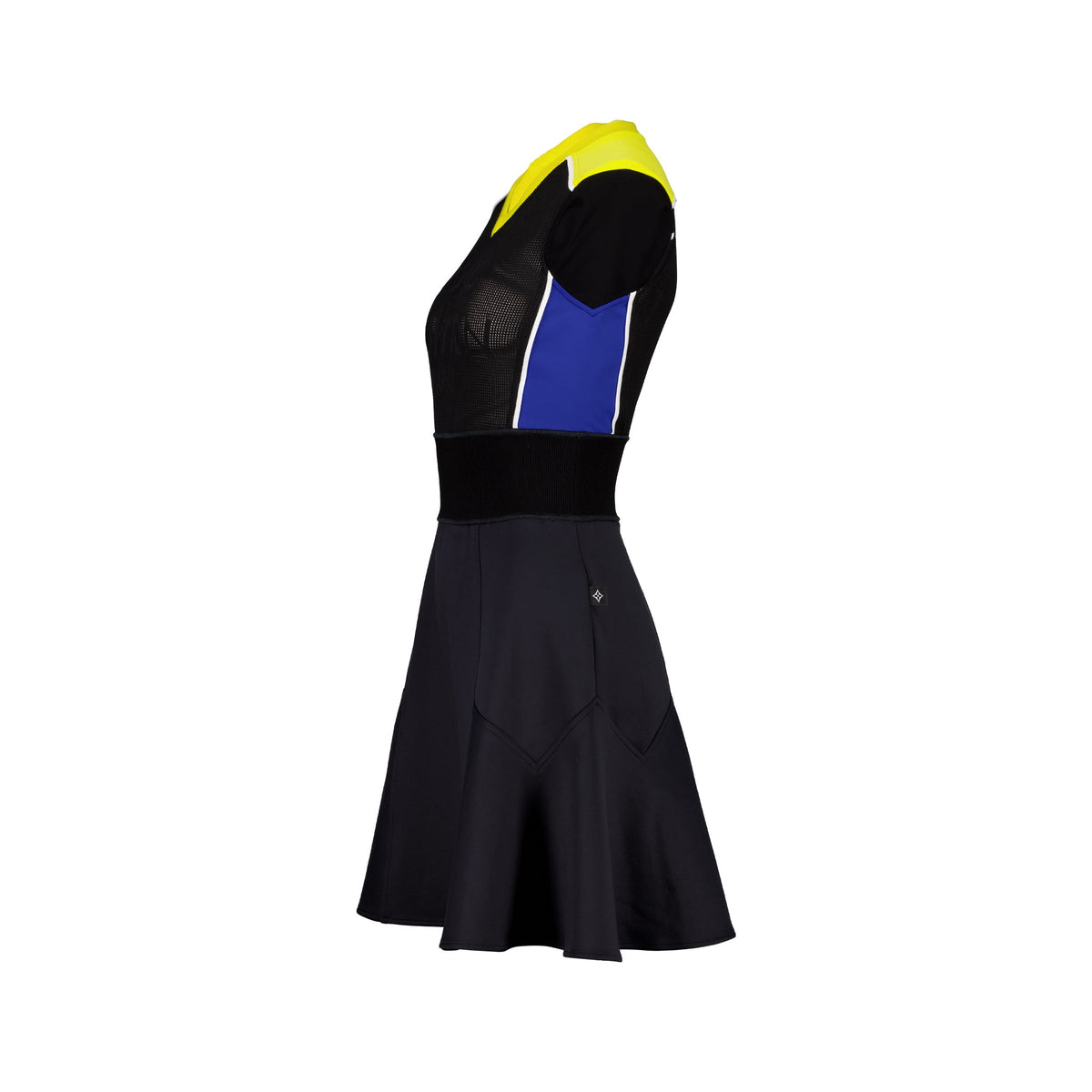 Louis Vuitton Size XS A-line Sleeveless Dress Black/Yellow/Blue Style Code:1A8LAG