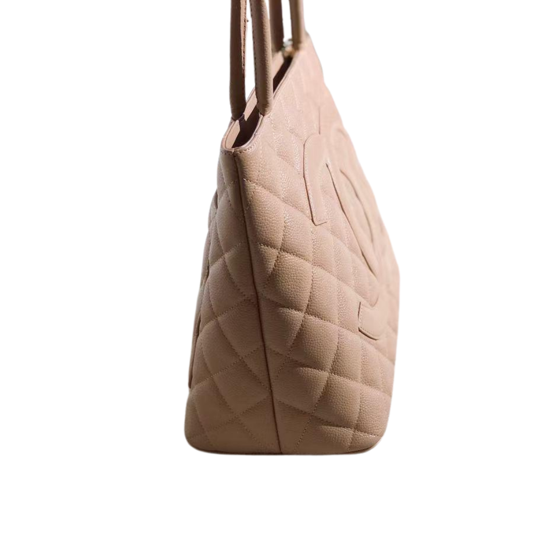 Vintage Medallion Tote Caviar Beige GHW