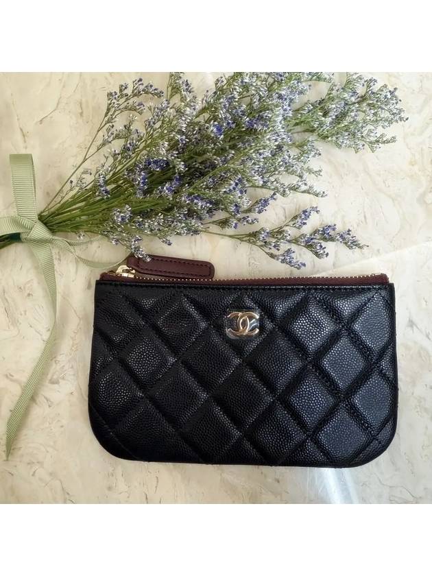 Gold CC Logo Small Calfskin Pouch Bag Black Chanel