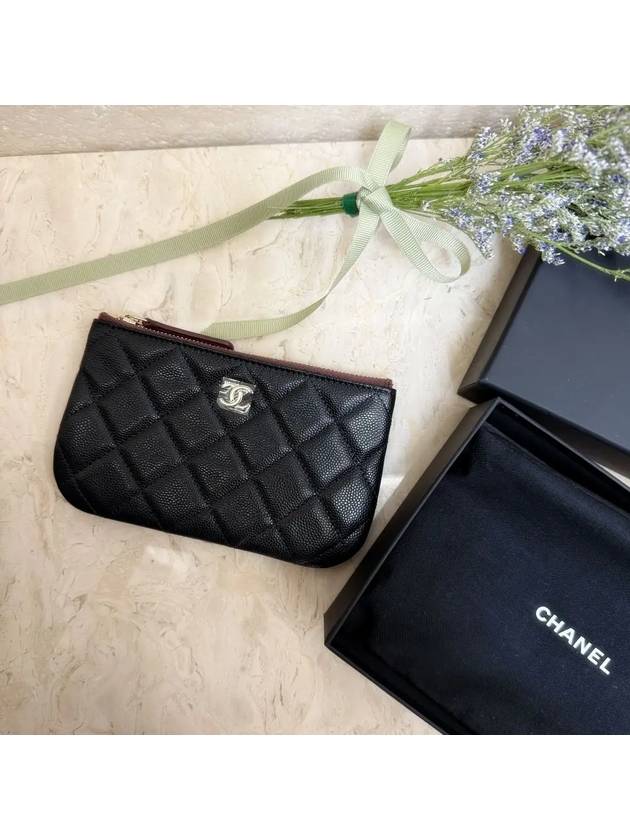 Gold CC Logo Small Calfskin Pouch Bag Black Chanel