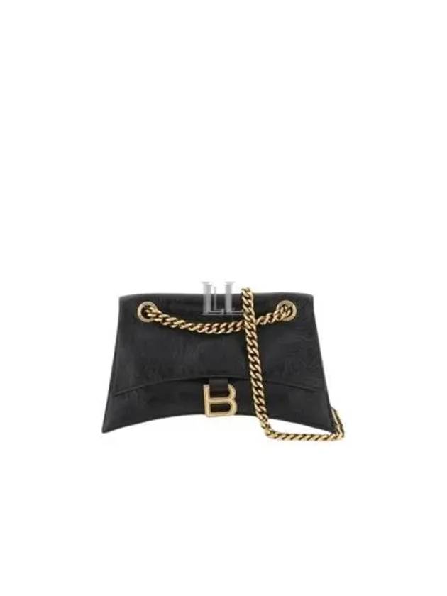 Luxury Balenciaga  Crush Logo Gold Chain Small Shoulder Bag Black