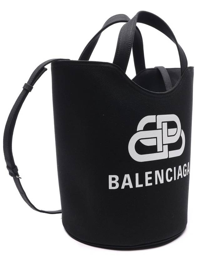 Luxury Balenciaga  Wave Logo Medium Tote Bag Black
