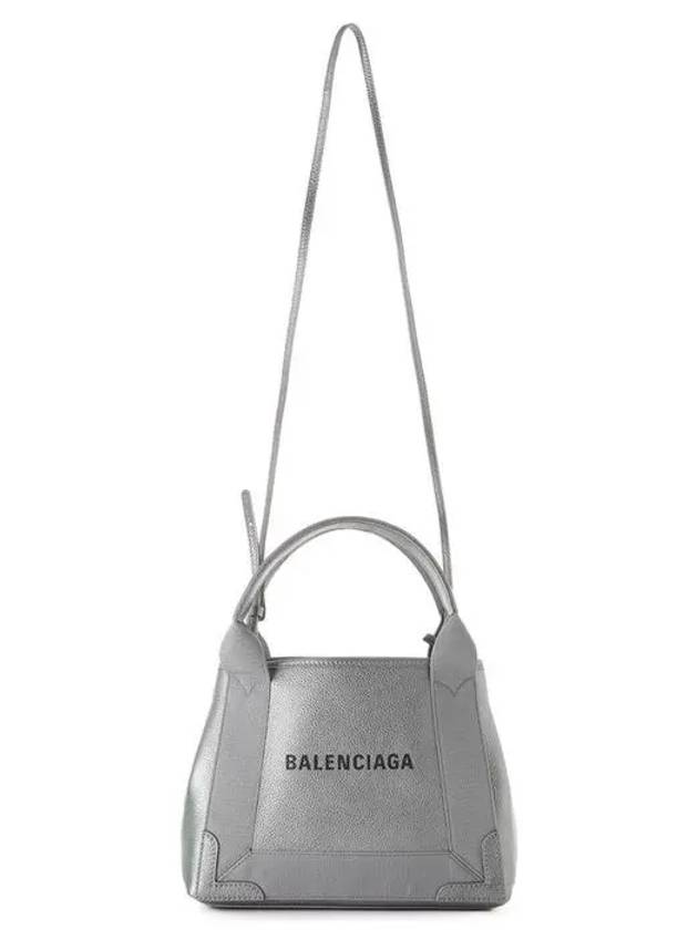 Luxury Balenciaga  Navy Cabas XS Leather Tote Bag Grey