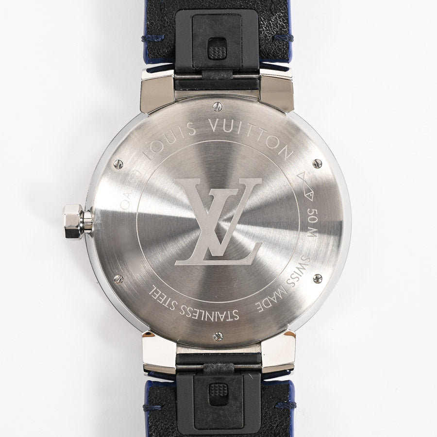 Louis Vuitton Tambour Slim Monogram Cobalt GM Watch QA150Z Blue