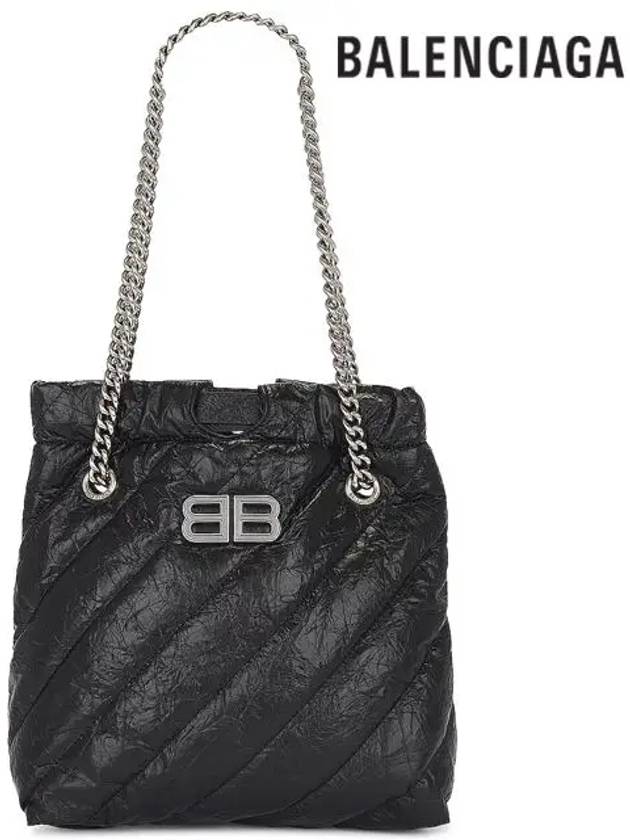 Luxury Balenciaga  Crush Embellished Logo Quilted Leather Tote Bag Black