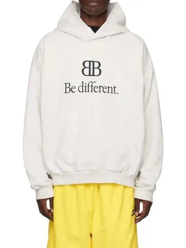 Luxury Balenciaga  BB Logo Print Hoodie Cream