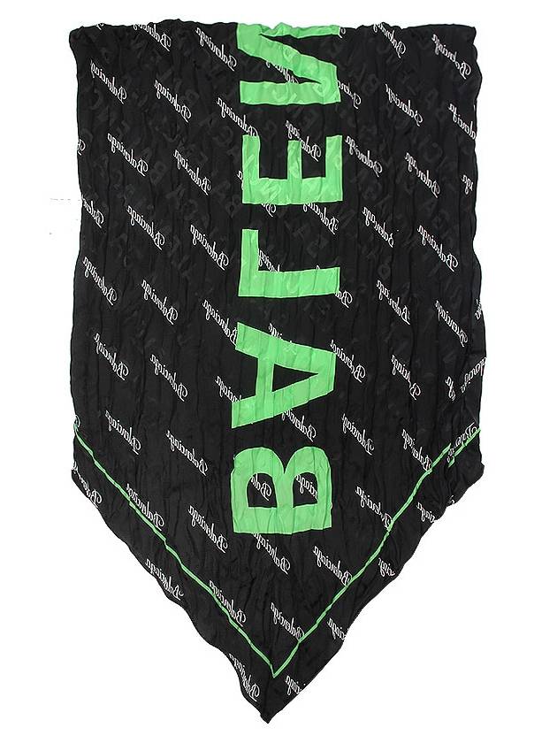 Luxury Balenciaga  All Over Logo Scarf Green Black