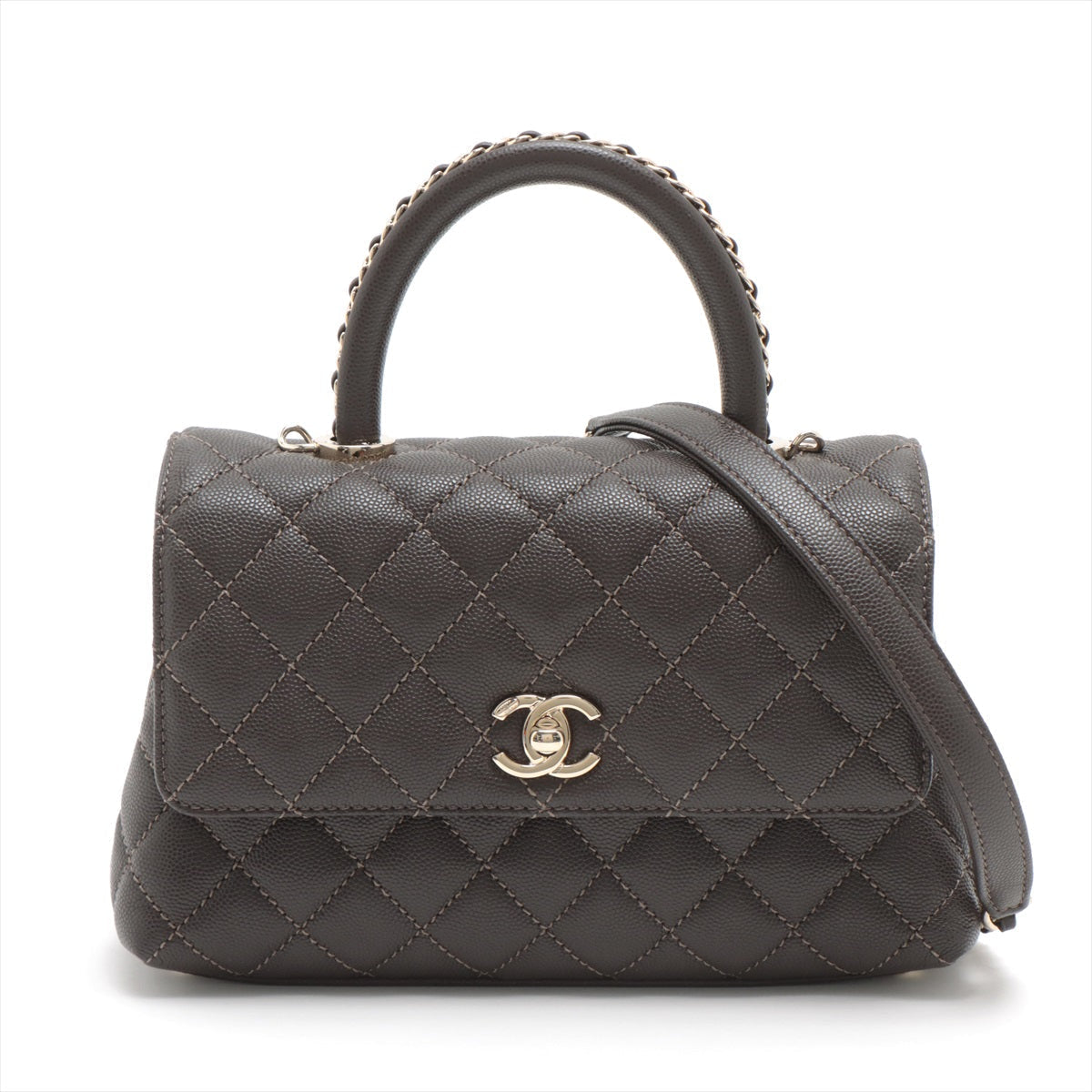 Chanel Cocohandle Caviar S 2WAY HandBag Matrasse Brown Gold  IC Chip