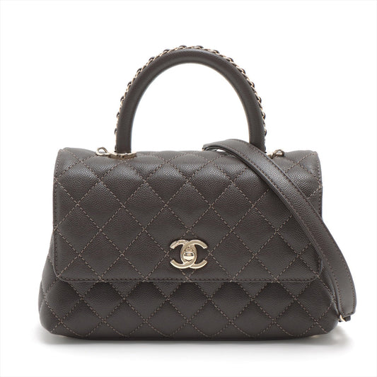 Chanel Cocohandle Caviar S 2WAY HandBag Matrasse Brown Gold  IC Chip