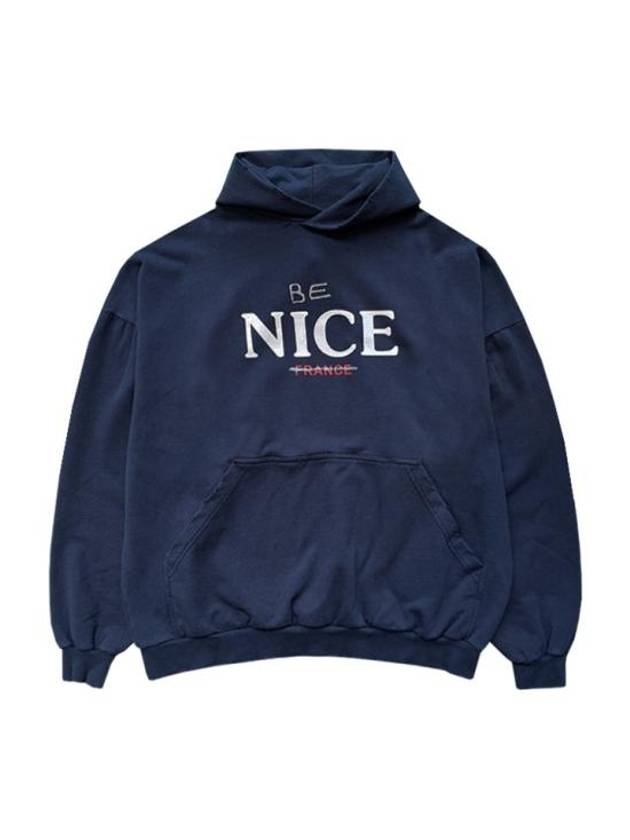 Luxury Balenciaga  Be Nice Printed Hoodie Navy