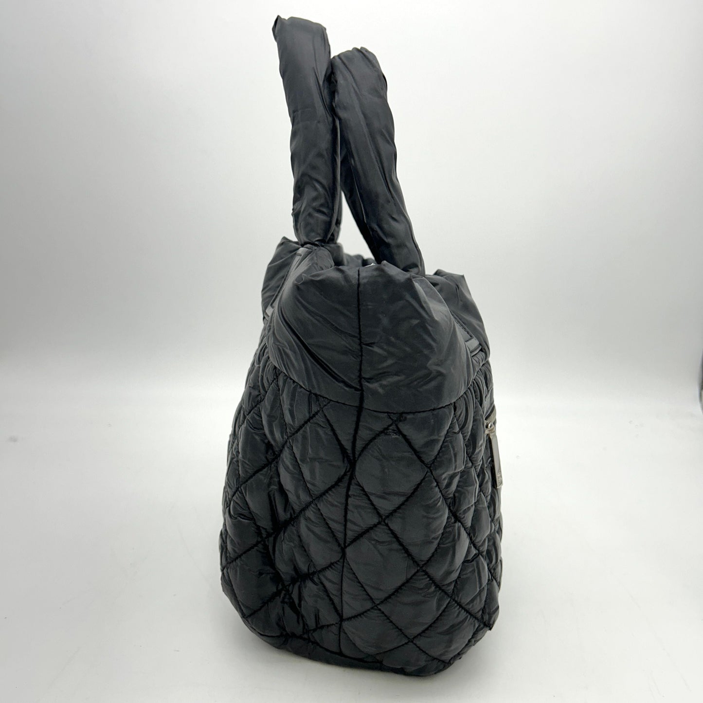 Chanel Nylon Quilted Small Coco Cocoon Tote Black  LA1465
