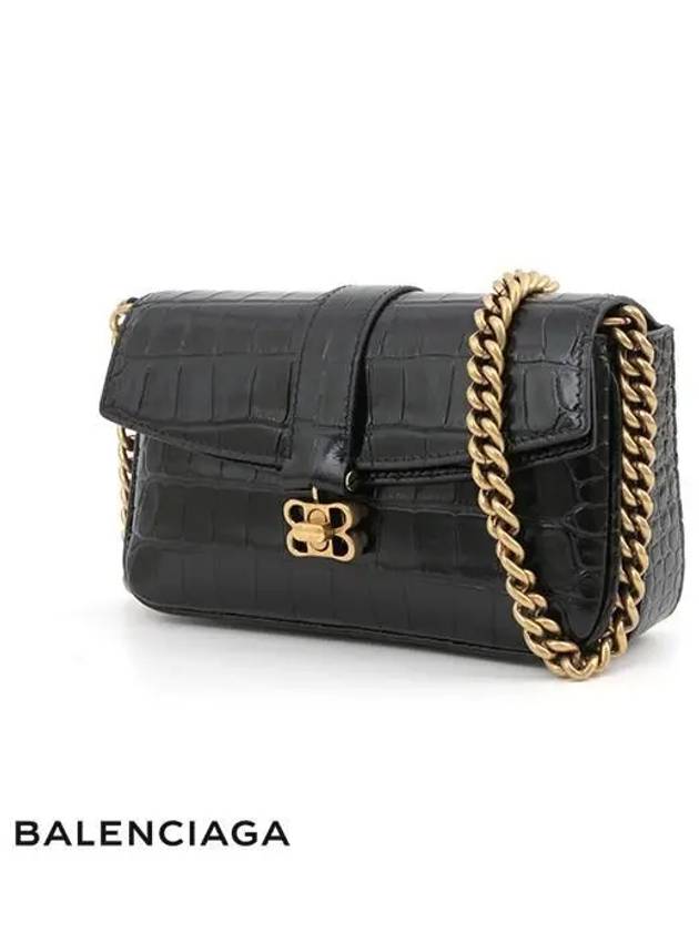 Luxury Balenciaga  BB Logo Buckle Flap XS Shoulder Bag Black