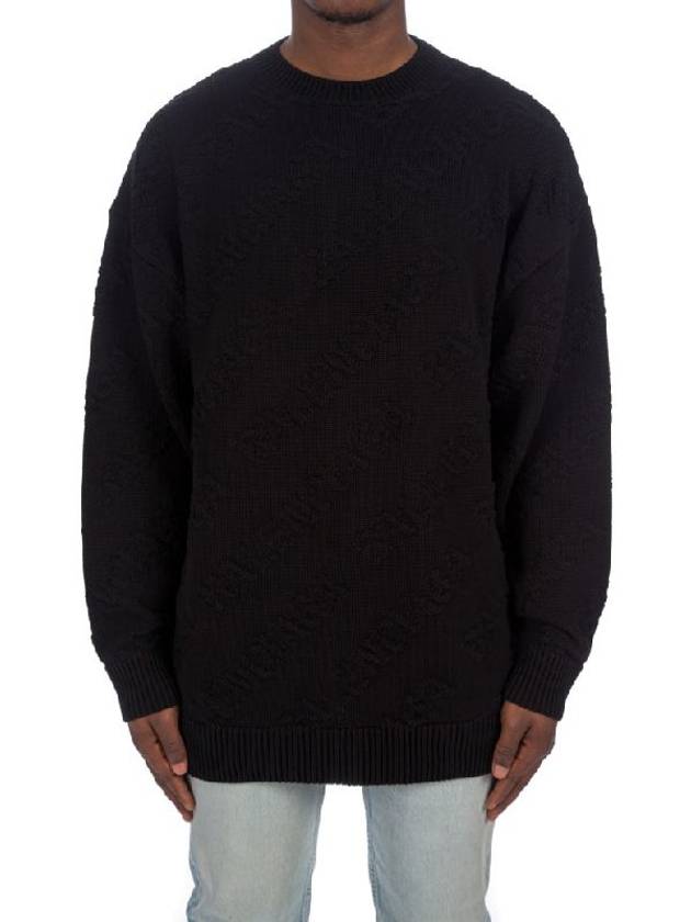 Luxury Balenciaga  Logo Jacquard Cotton Knit Top Black