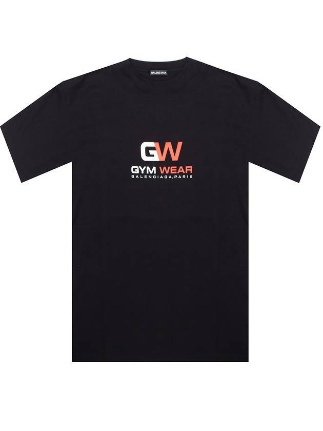 Luxury Balenciaga  Gym Wear Logo Print Short Sleeve T-Shirt Black