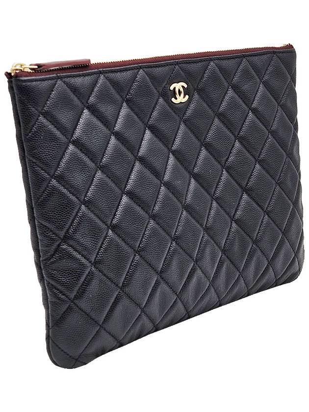 Chanel A82545 Black Caviar Gold Classic New Medium Clutch 31st Chanel
