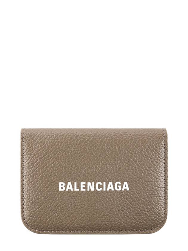 Luxury Balenciaga  Logo Tripold Leather Half-Wallet Brown