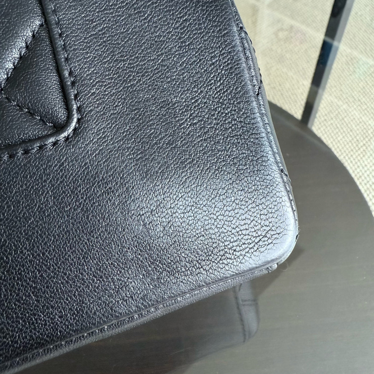 Chanel Seasonal Flap Mademoiselle - 25CM Quilted Lambskin Black Gold Hardware Series 23