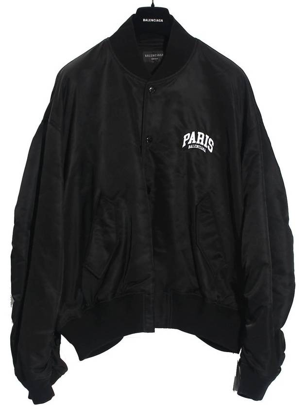Luxury Balenciaga  Paris Oversized Bomber Jacket Black