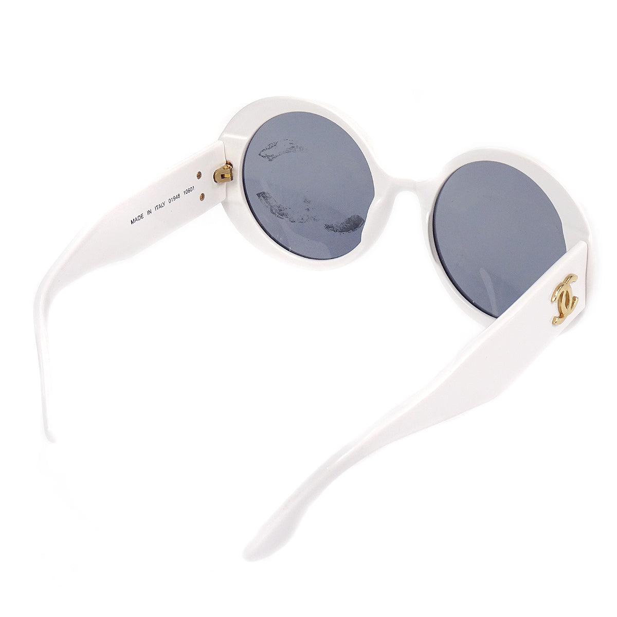 Chanel Round Sunglasses Eyewear White Small Good