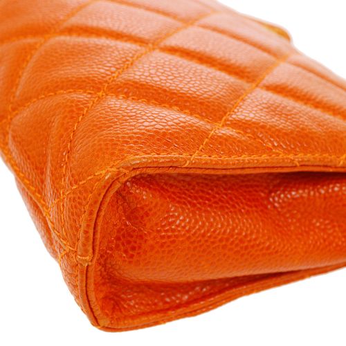 CHANEL 1996-1997 Orange Caviar Quilted Belt Bag #75