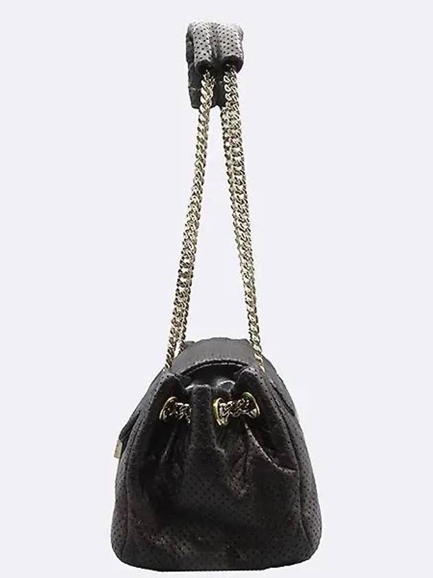 Cruise Collection Black Metallic Perforation Leather Gold Chain Shoulder Bag Chanel