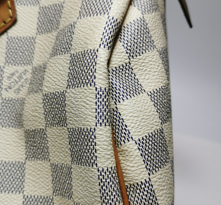 Preloved LV Louis Vuitton Damier Azur speedy 30 bag white 30cm*21cm*17.5cm 250210781057004