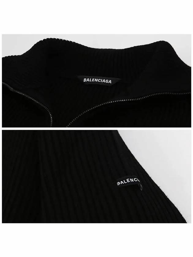 Luxury Balenciaga  Oversized Zip-Up Knit Top Black