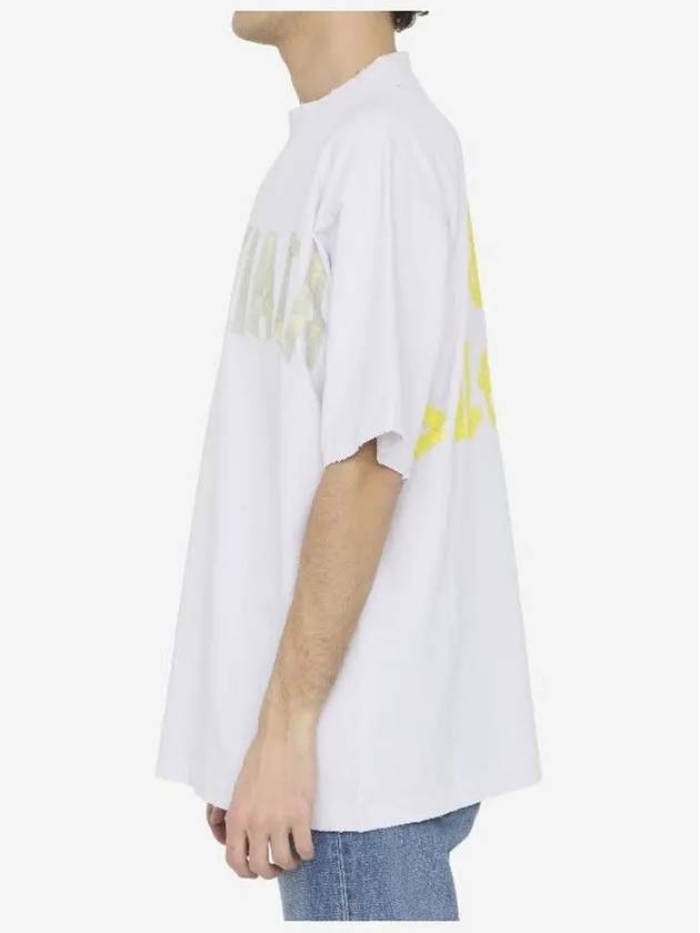 Luxury Balenciaga  Tape Type Logo Medium Fit Short Sleeve T-Shirt White