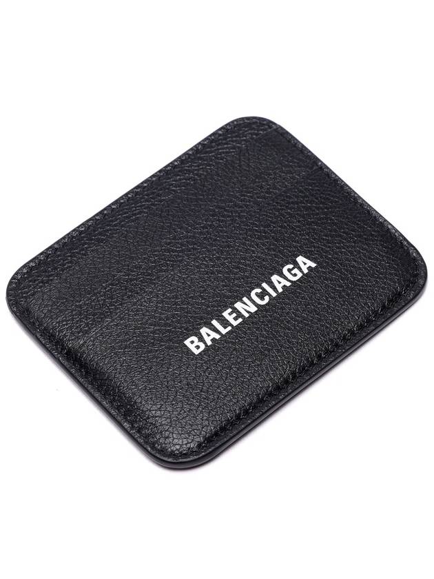 Luxury Balenciaga  White Logo 3-Fold Card Wallet Black