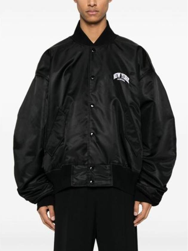 Luxury Balenciaga  New York Embroidery Bomber Jacket Black