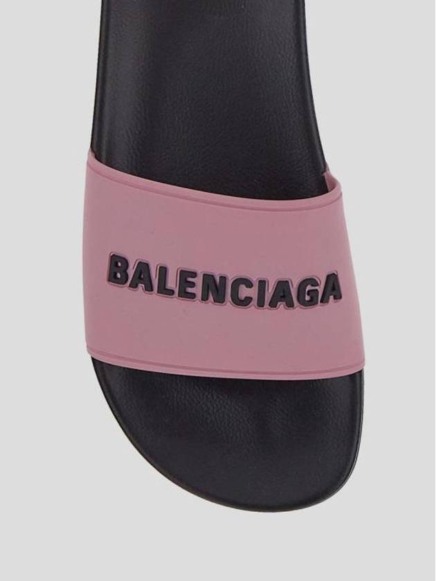 Luxury Balenciaga  Logo Pool Slippers Pink