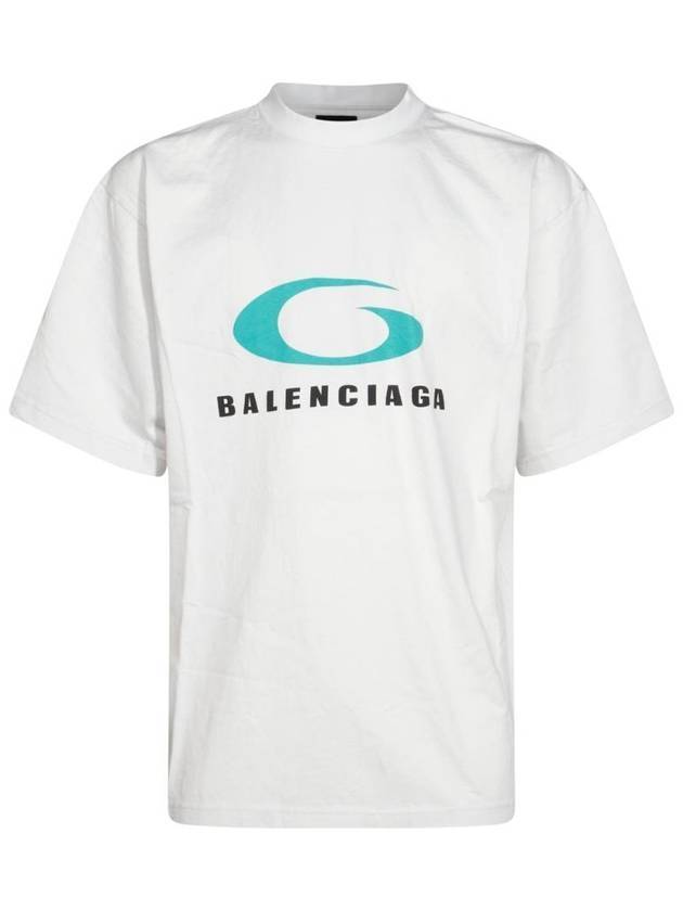 Luxury Balenciaga  Logo Print Cotton Short Sleeve T-Shirt White