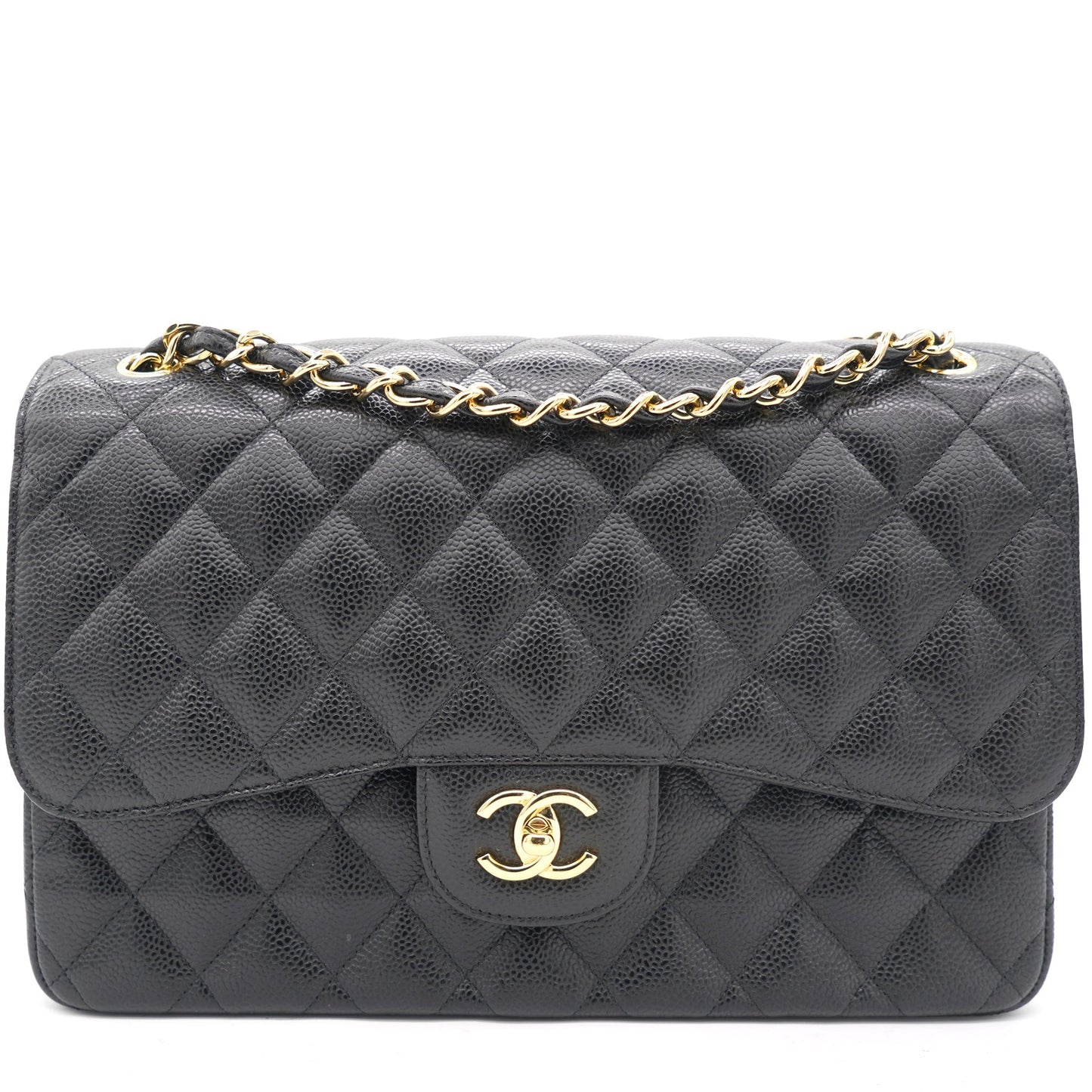 Chanel Black Quilted Caviar Jumbo Classic Double Flap Bag