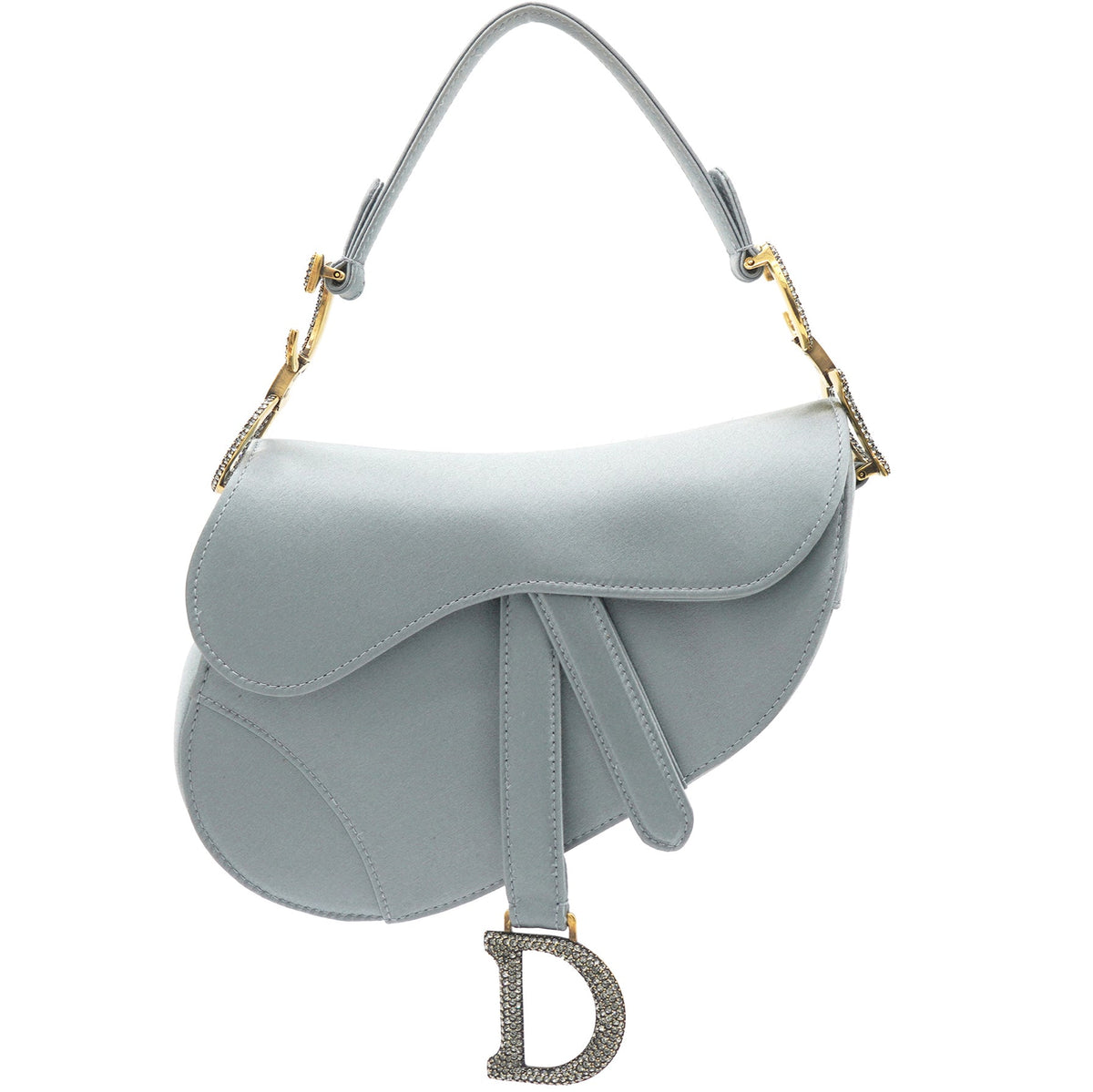 Dior Grey Satin Mini Saddle Bag