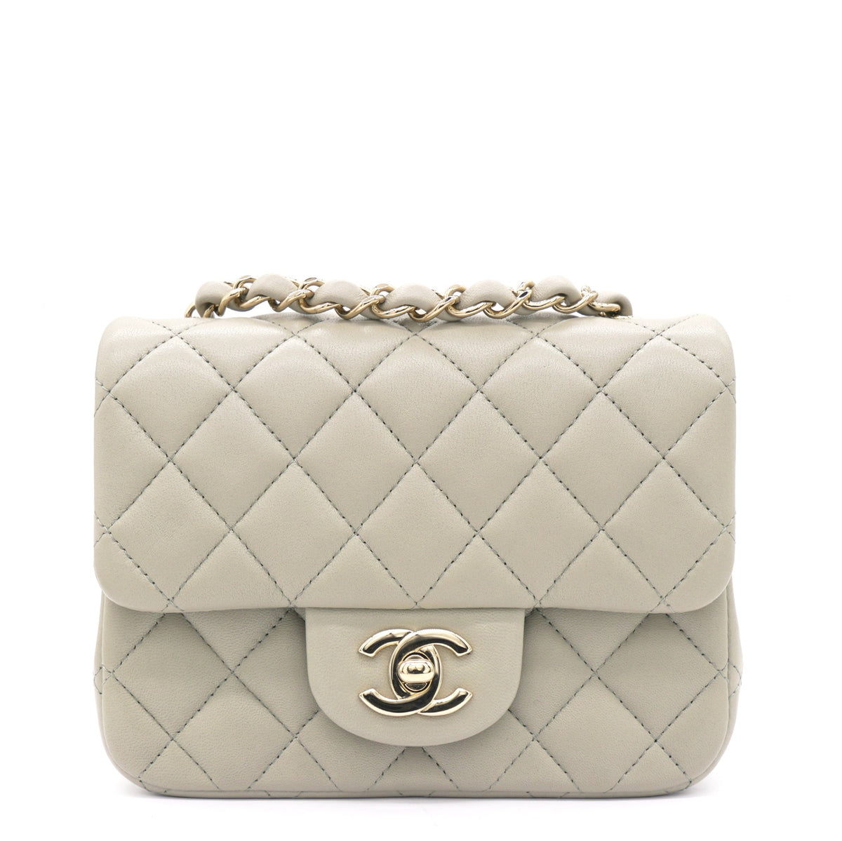 Chanel Lambskin Quilted Mini Square Flap Grey