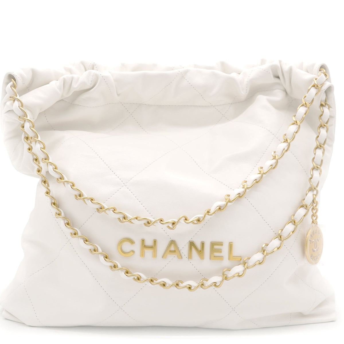 Chanel Shiny Calfskin Quilted Small Chanel 22 White
