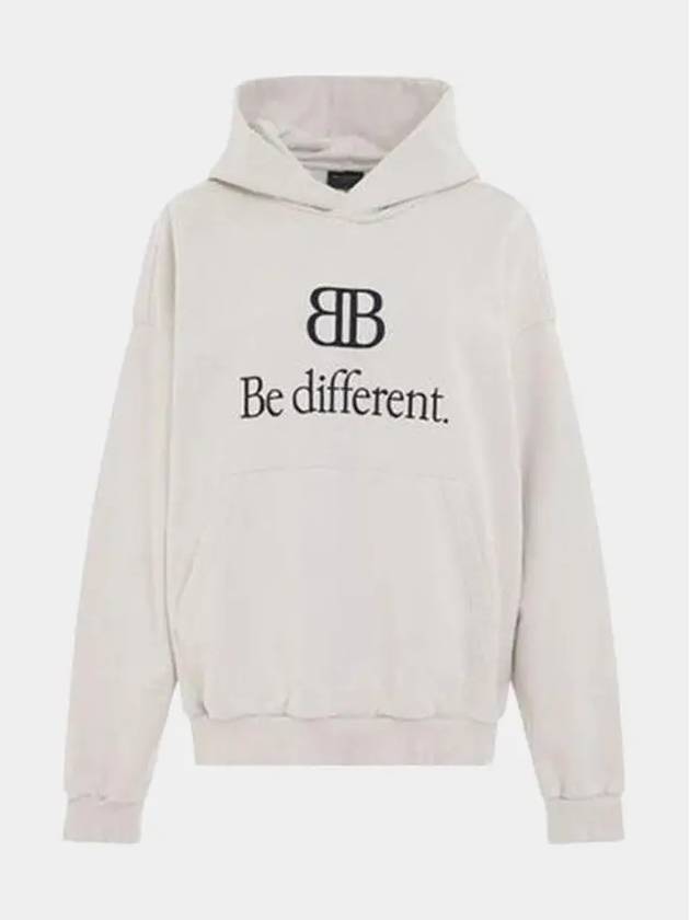 Luxury Balenciaga  BB Logo Print Hoodie Cream
