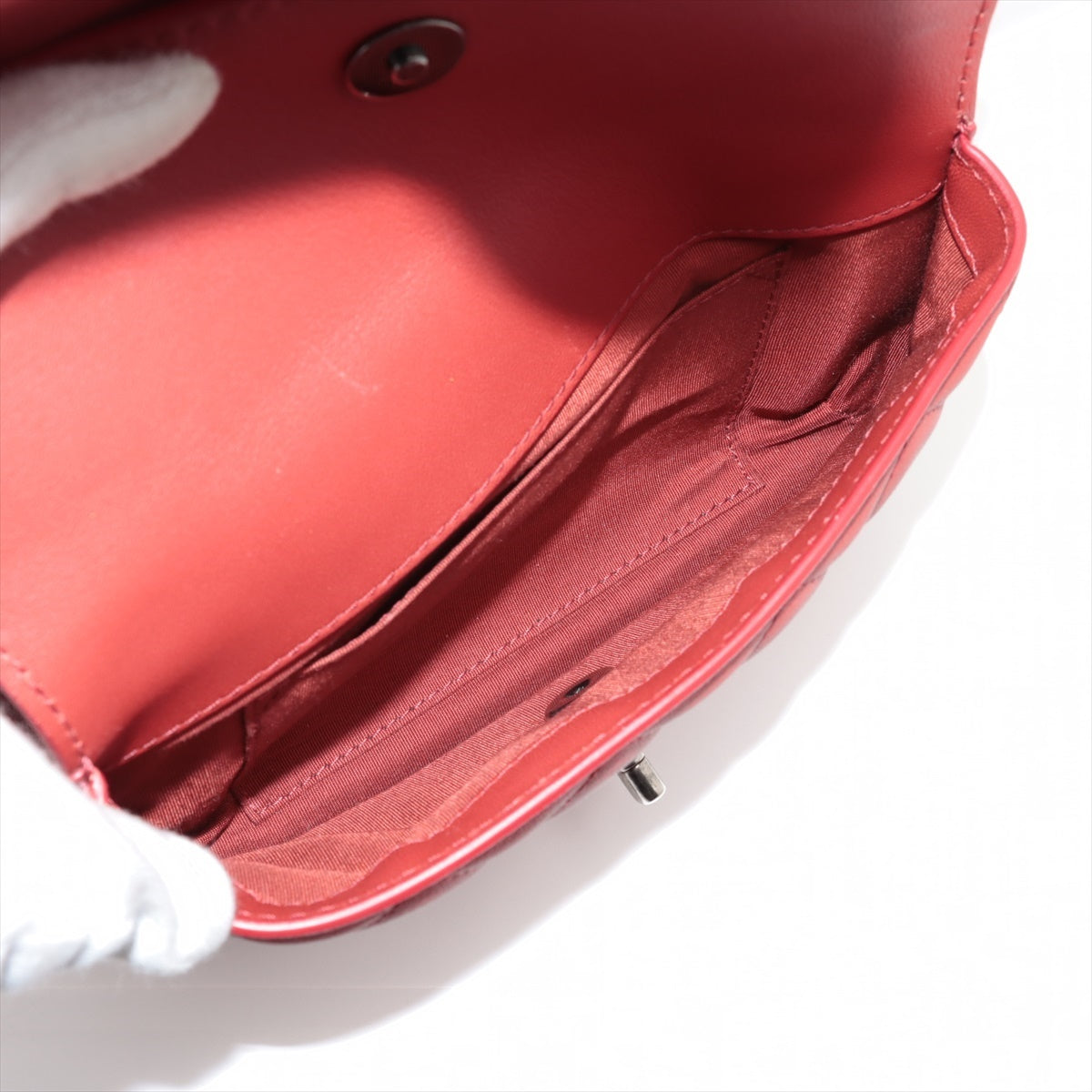 Chanel Matrasse Leather Chain Shoulder Bag Red Silver G  23rd