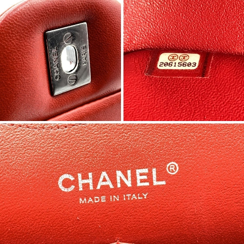 CHANEL Red Quilted Jumbo Timeless Classic Shoulder Bag 30 Cm