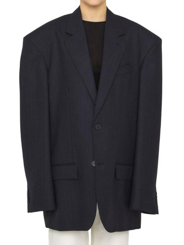 Luxury Balenciaga  Pinstripe Wool Blazer Jacket Black