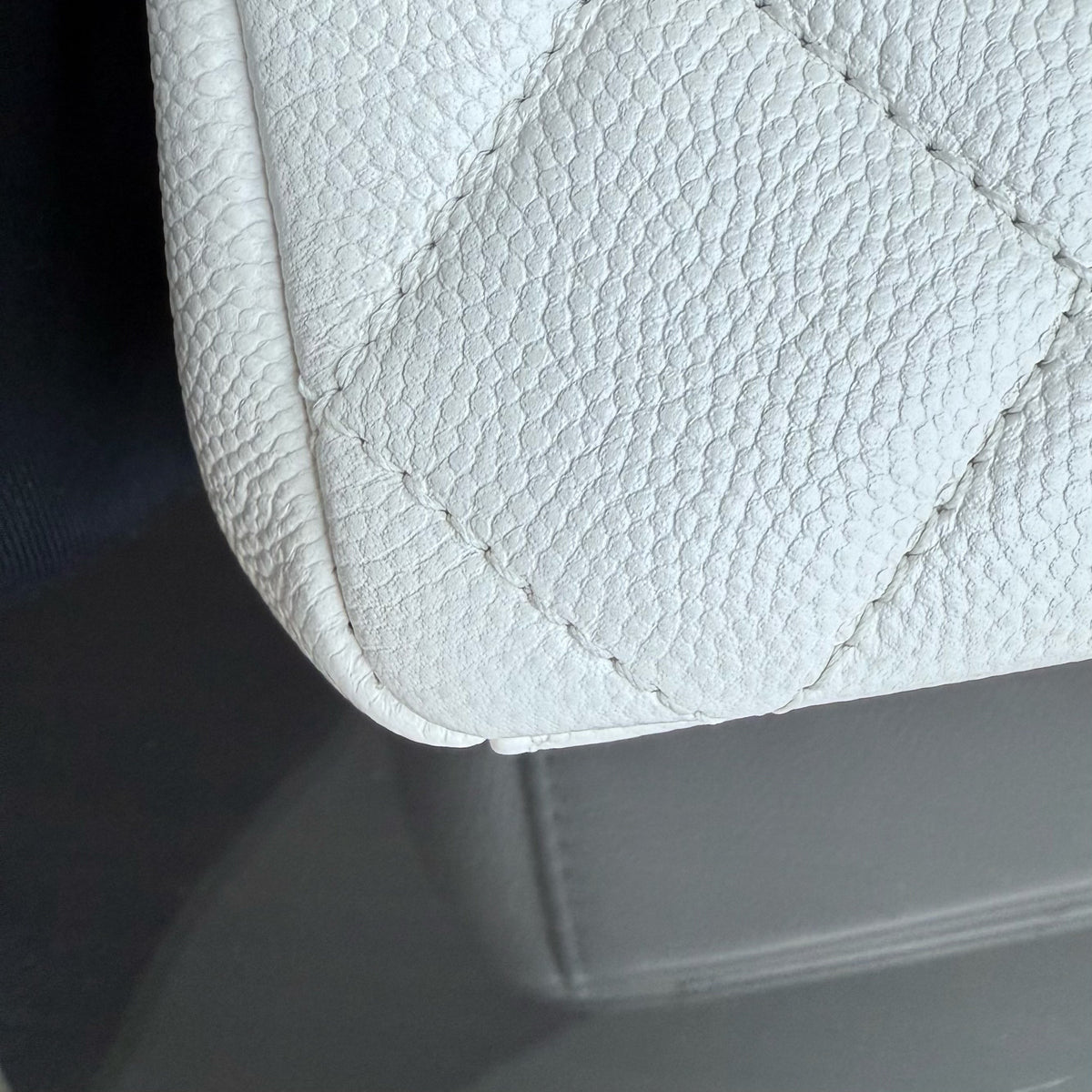 Chanel Seasonal Flap Small - Caviar My Everything Bag Quilted Grained Calfskin White Calfskin Black Hardware Series 30