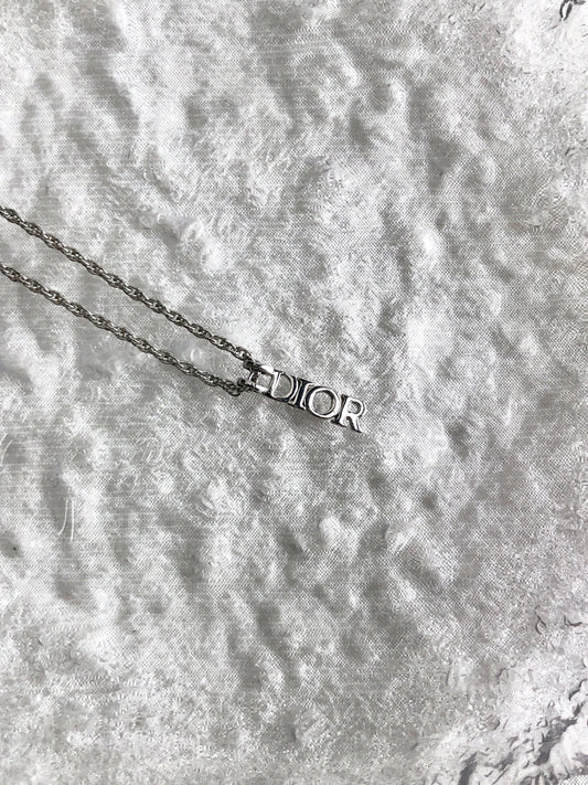 Christian Dior Dior Logo Necklace Silver Vintage 6fz52n