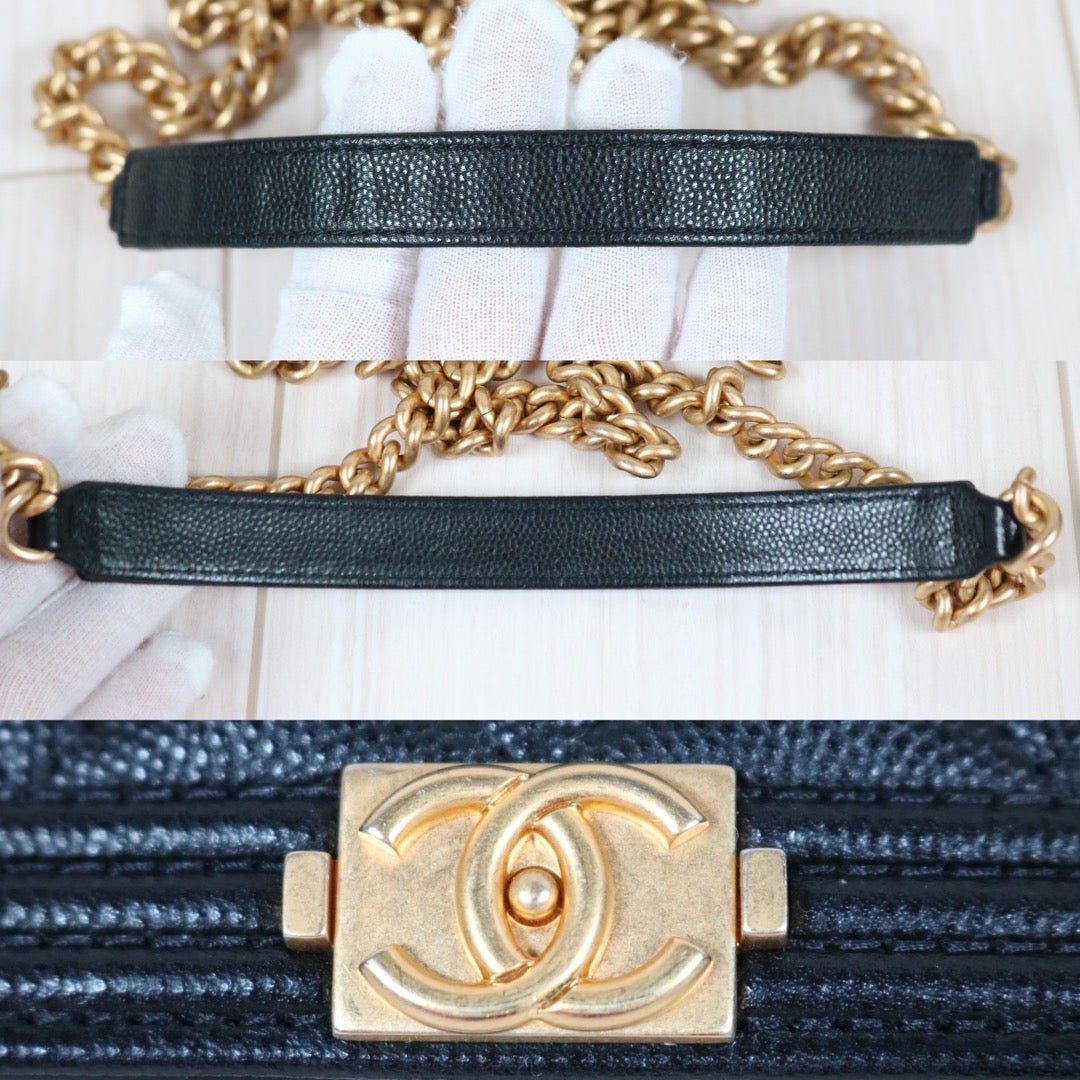 Very Good ( Rank A)｜CHANEL Leboy Caviar Skin Black WOC Shoulder Bag｜S24041703
