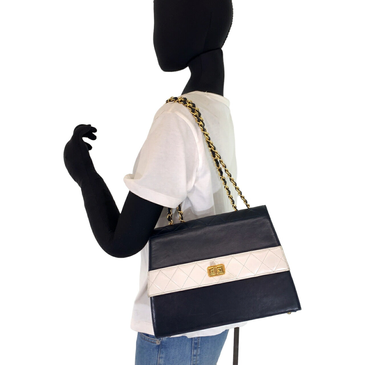 Chanel Vintage 2.55 Lambskin Turnlock Shoulder Bag