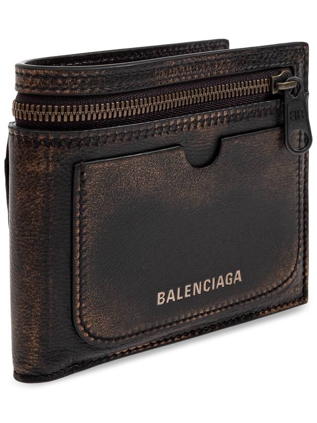 Luxury Balenciaga  Luxury Balenciaga  Leather Wallet With Logo, Men's, Brown