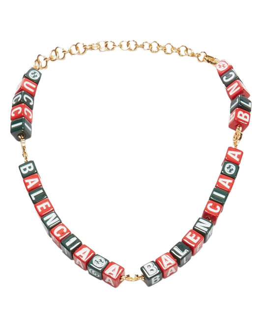 Gucci Letter Blocks Chain Necklace Women Red | Red
