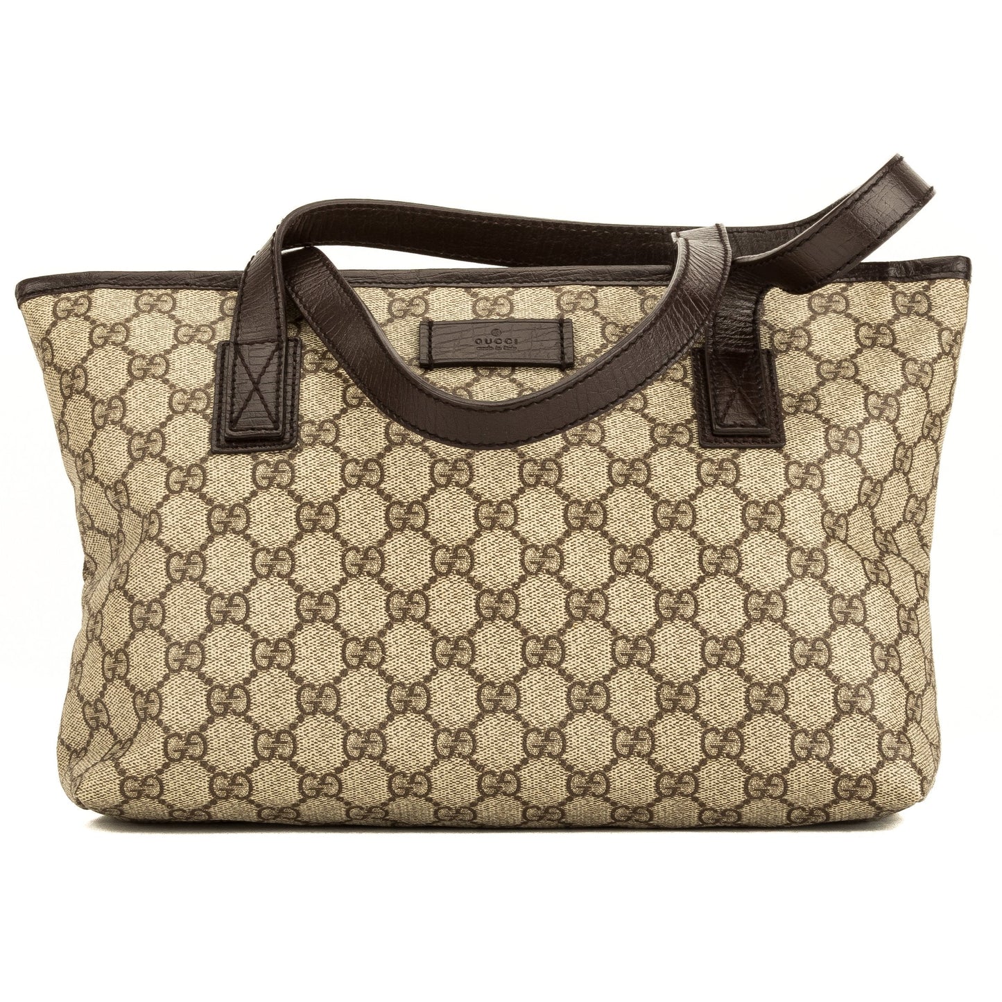 G*G Brown leather GG Supreme Canvas Tote Bag  (4050009)
